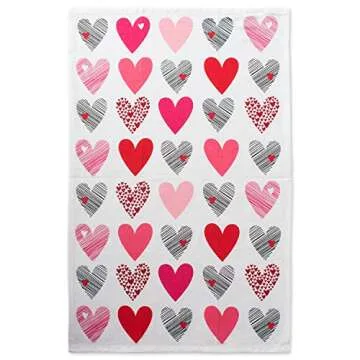 DII Valentine's Day Dishtowel Set, 2 Piece, Hearts Collage 18x28