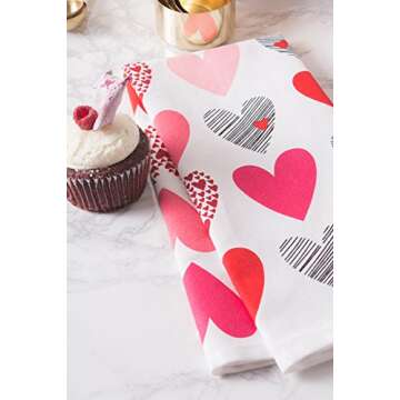 DII Valentine's Day Dishtowel Set, 2 Piece, Hearts Collage 18x28