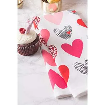 DII Valentine's Day Dishtowel Set, 2 Piece, Hearts Collage 18x28
