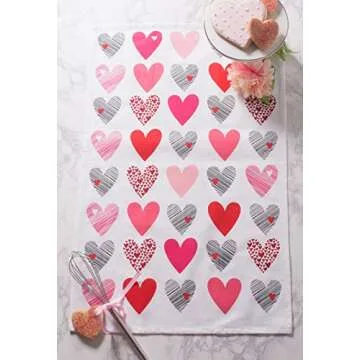 DII Valentine's Day Dishtowel Set, 2 Piece, Hearts Collage 18x28