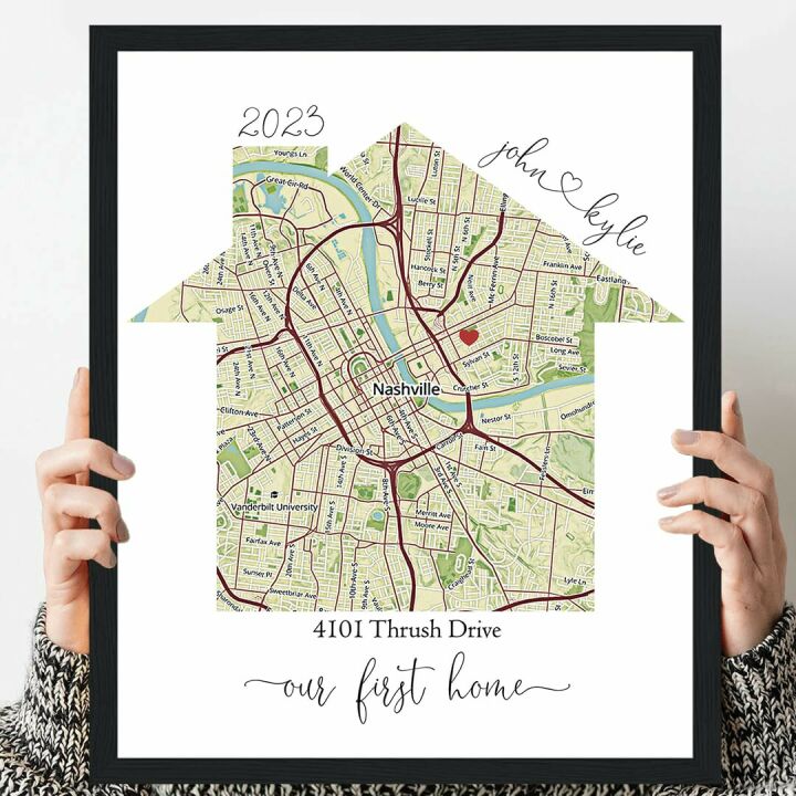 Personalized Home Map - Unique Housewarming Gift