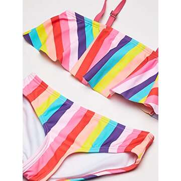 Kanu Surf Girls' Karlie Flounce Bikini Beach Sport 2 Piece Swimsuit, Vera Multi, 5