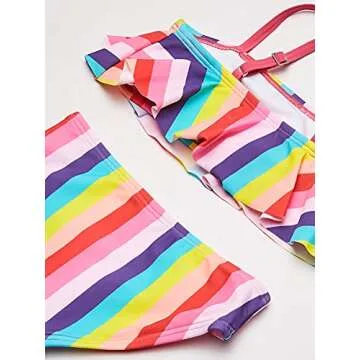 Kanu Surf Girls' Karlie Flounce Bikini Beach Sport 2 Piece Swimsuit, Vera Multi, 5