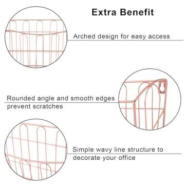 superbpag Hanging File Organizer, 3 Pocket Wall File Holder, Wall Mounted Document Magazine Rack for...