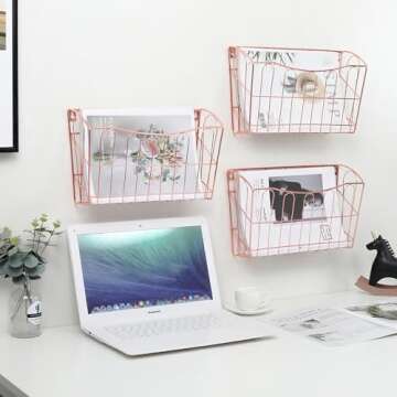 superbpag Wall File Organizer in Elegant Rose Gold
