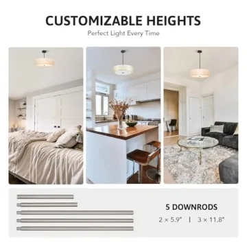 VONLUCE Adjustable 3-Light Drum Chandelier