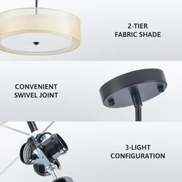 VONLUCE Adjustable 3-Light Drum Chandelier