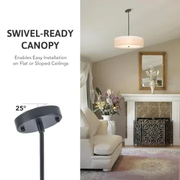 VONLUCE Adjustable 3-Light Drum Chandelier