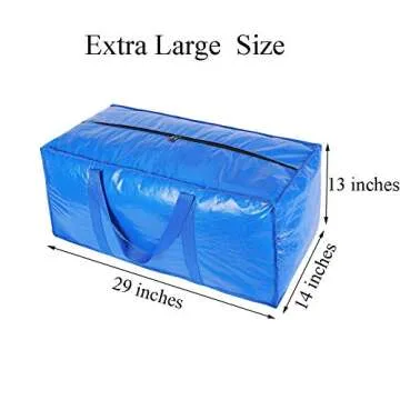 Extra Large Storage Bags Moving Bag Totes for Travelling, College Carrying, Moving, Camping, Christmas Decorations Storage (Blue - Set of 8)