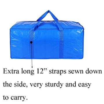 Extra Large Storage Bags Moving Bag Totes for Travelling, College Carrying, Moving, Camping, Christmas Decorations Storage (Blue - Set of 8)