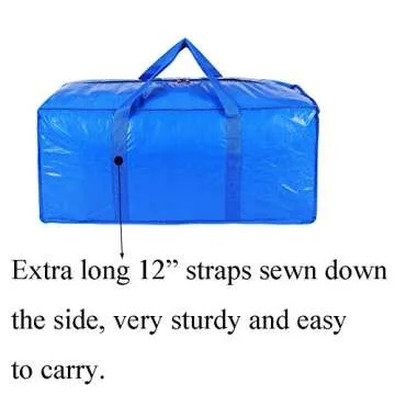 Extra Large Storage Bags Moving Bag Totes for Travelling, College Carrying, Moving, Camping, Christmas Decorations Storage (Blue - Set of 8)