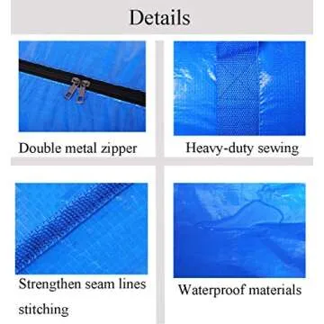 Extra Large Storage Bags Moving Bag Totes for Travelling, College Carrying, Moving, Camping, Christmas Decorations Storage (Blue - Set of 8)