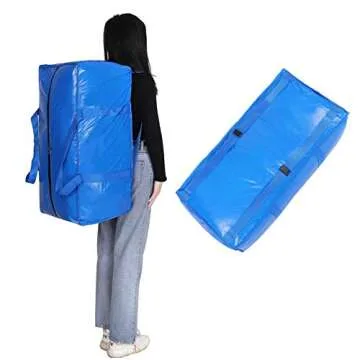 Extra Large Storage Bags Moving Bag Totes for Travelling, College Carrying, Moving, Camping, Christmas Decorations Storage (Blue - Set of 8)