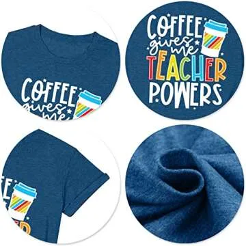 Teacher Shirts Women Teacher Life T-Shirt Funny Teacher Graphic Tee Casual Inspirational Tops Blue