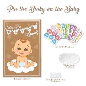 Party Hearty Funny Baby Shower Games: Pin The Pacifier & Dummy On The Baby, Where's The Binky