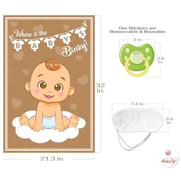 Party Hearty Funny Baby Shower Games: Pin The Pacifier & Dummy On The Baby, Where's The Binky