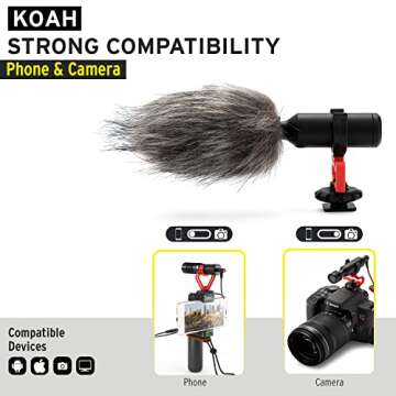 Koah Condenser Microphone for All Camera Types and Vlogging