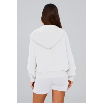 PRETTYGARDEN Women's Zip Up Hoodie Sweatshirt Y2K Fall Fashion Clothes Long Sleeve Loose Fit Pockets Casual Trendy Jacket (White,Large)