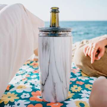 BrüMate Togosa 2-in-1 Wine Chiller Bucket or Champagne Bucket & 100% Leakproof Pitcher | Portable Cooler Fits Most Wine, Champagne, & Liquor Bottles | Perfect Wine Gifts | 49oz (Carrara)