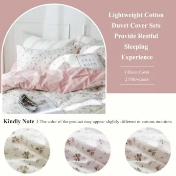 VClife Queen Floral Cotton Duvet Cover - Breathable Bedding Set