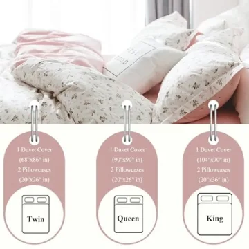 VClife Queen Floral Cotton Duvet Cover - Breathable Bedding Set