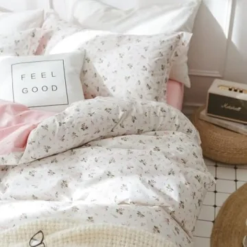 VClife Queen Floral Cotton Duvet Cover - Breathable Bedding Set