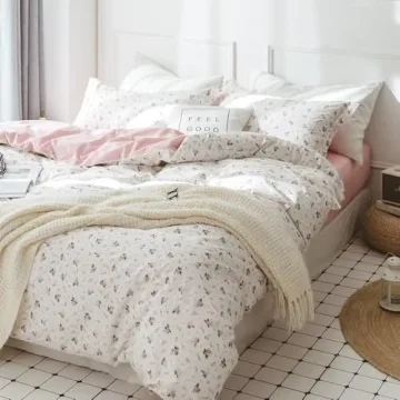 VClife Queen Floral Cotton Duvet Cover - Breathable Bedding Set