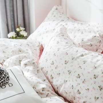 VClife Queen Floral Cotton Duvet Cover - Breathable Bedding Set