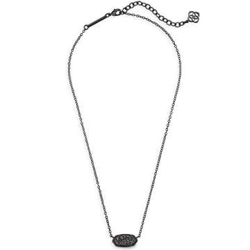 Kendra Scott Elisa Pendant Necklace for Women, Fashion Jewelry, Gunmetal, Black Drusy