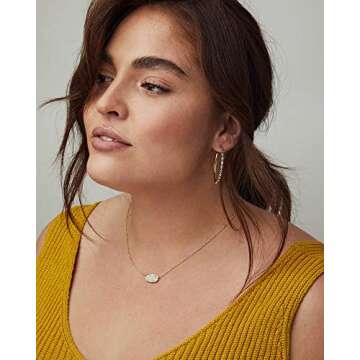 Kendra Scott Elisa Pendant Necklace for Women, Fashion Jewelry, Gunmetal, Black Drusy