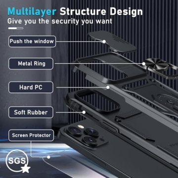 Janmitta iPhone 14 & 13 Case with Kickstand and Protector