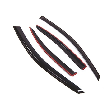 Tuningpros WD2-482 Dark Smoke 4 Pcs Set Window Visor (Outside Mount) Deflector Rain Guard Compatible...