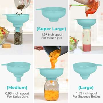 Pisol Wide Mouth Stainless Steel Funnel + Food Grade Plastic Cooking Canning Funnel