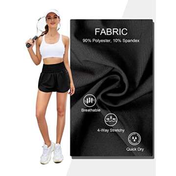 Blooming Jelly Women's High Waisted Running Shorts Sport Workout Active Athletic Shorts with Zip Pocket (Small, Black)