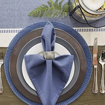 DII Dobby Stripe Woven Table Runner French Blue 13x72-inch