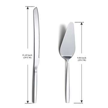 Berglander Wedding Cake Knife and Server Set, Stainless Steel Cake Cutting Set For Wedding Include C...