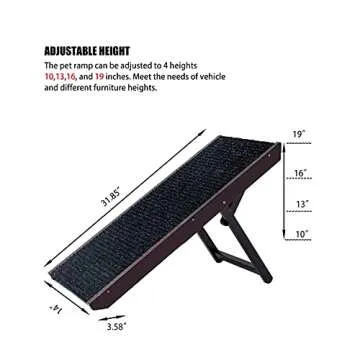 MEWANG 19" Tall Adjustable Pet Ramp - Wooden Folding Portable Dog & Cat Ramp Perfect for Bed and Car...