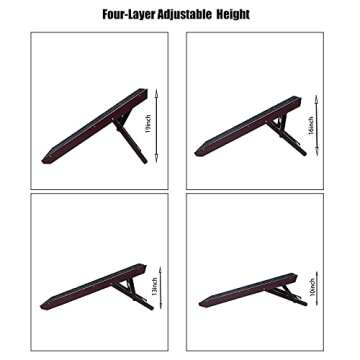 MEWANG 19" Tall Adjustable Pet Ramp - Wooden Folding Portable Dog & Cat Ramp Perfect for Bed and Car - Non Slip Carpet Surface 4 Levels Height Adjustable Ramp Up to 90 Pounds - Small Dog Use Only