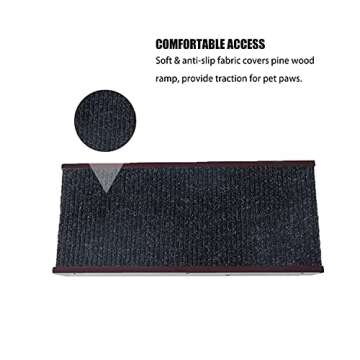 MEWANG 19" Tall Adjustable Pet Ramp - Wooden Folding Portable Dog & Cat Ramp Perfect for Bed and Car - Non Slip Carpet Surface 4 Levels Height Adjustable Ramp Up to 90 Pounds - Small Dog Use Only