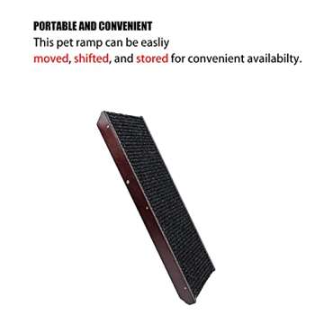 MEWANG 19" Tall Adjustable Pet Ramp - Wooden Folding Portable Dog & Cat Ramp Perfect for Bed and Car - Non Slip Carpet Surface 4 Levels Height Adjustable Ramp Up to 90 Pounds - Small Dog Use Only