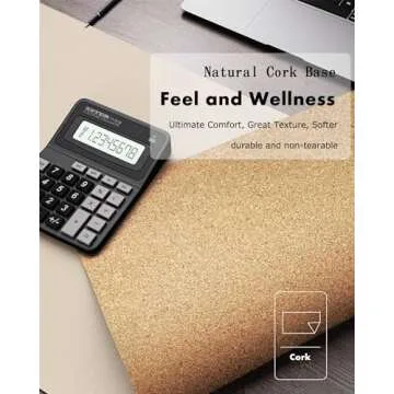 YSAGi Double-Sided Desk Pad, 23.6"x13.7" Leather Desk Mat, Eco Cork Desk Pad Protector, Large Mouse Pad for Desk, Waterproof Desk Blotter Pad, Desk Writing Pad for Office Work/Home(Beige/Cork)