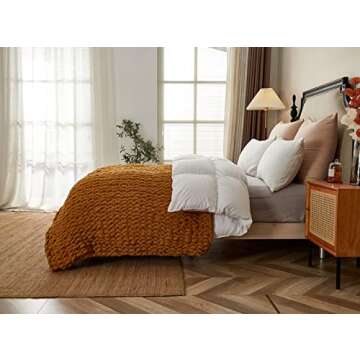 Longhui bedding Handmade Chunky Knit Blankets, Luxurious Chenille Cable Knit Throw Blanket Yarn for Couch Sofa and Bed, Ultra Soft Decorative Burnt Orange Christmas Blanket, Machine Washable 51 x 63