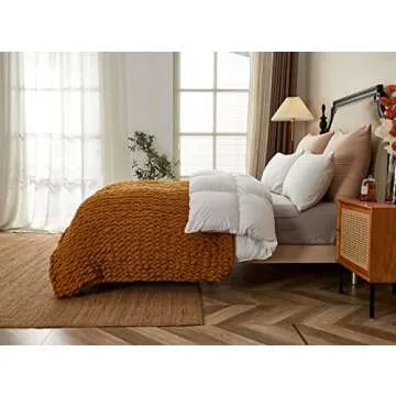 Longhui bedding Handmade Chunky Knit Blankets, Luxurious Chenille Cable Knit Throw Blanket Yarn for Couch Sofa and Bed, Ultra Soft Decorative Burnt Orange Christmas Blanket, Machine Washable 51 x 63