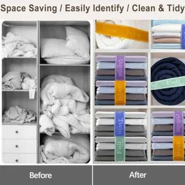 Siaomo Bed Sheet Organizer Bands, Sheet Set Storage Size Marking Bands, Elastic Bedding Sheet Straps...