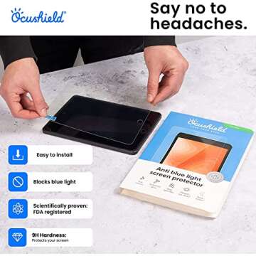 Ocushield Anti Blue Light Tempered Glass Screen Protector for Apple iPad 10.9” - 10th Gen - Blue Light Filter for iPad - Anti Glare - Protect Your Eyes & Improve Sleep