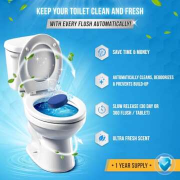 ACTIVE Automatic Toilet Bowl Cleaner Tablets Blue Gel Toilet Tank Cleaners, Septic-Safe Hard Water R...