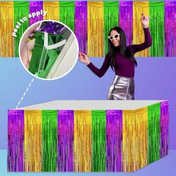 Mardi Gras Metallic Fringe Table Skirts - Vibrant Decor