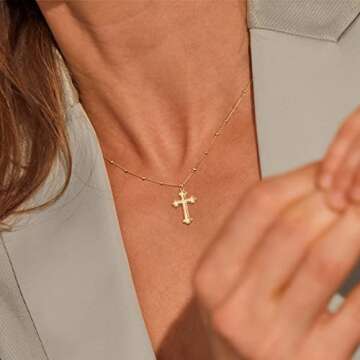 MEVECCO Gold Dainty Cross Necklace for Women - 18K Gold Plated Pendant Jewelry