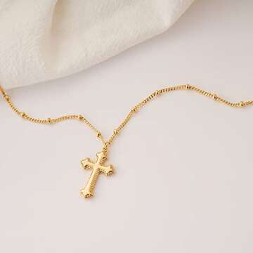 MEVECCO Gold Dainty Cross Necklace 18K Plated Jewelry