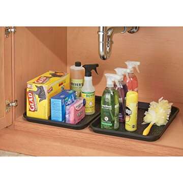 iDesign Plastic Under Sink Mat Tray for Kitchen Cabinet, Bathroom, Entryways, Office, Mudroom, Colle...